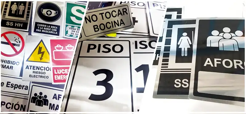Señales vinil rotulado con soporte en aluminio 0.5mm