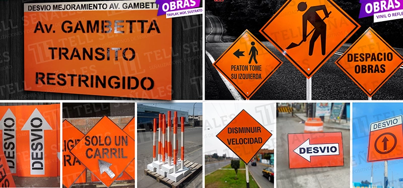 Señales temporales para obras y construcción